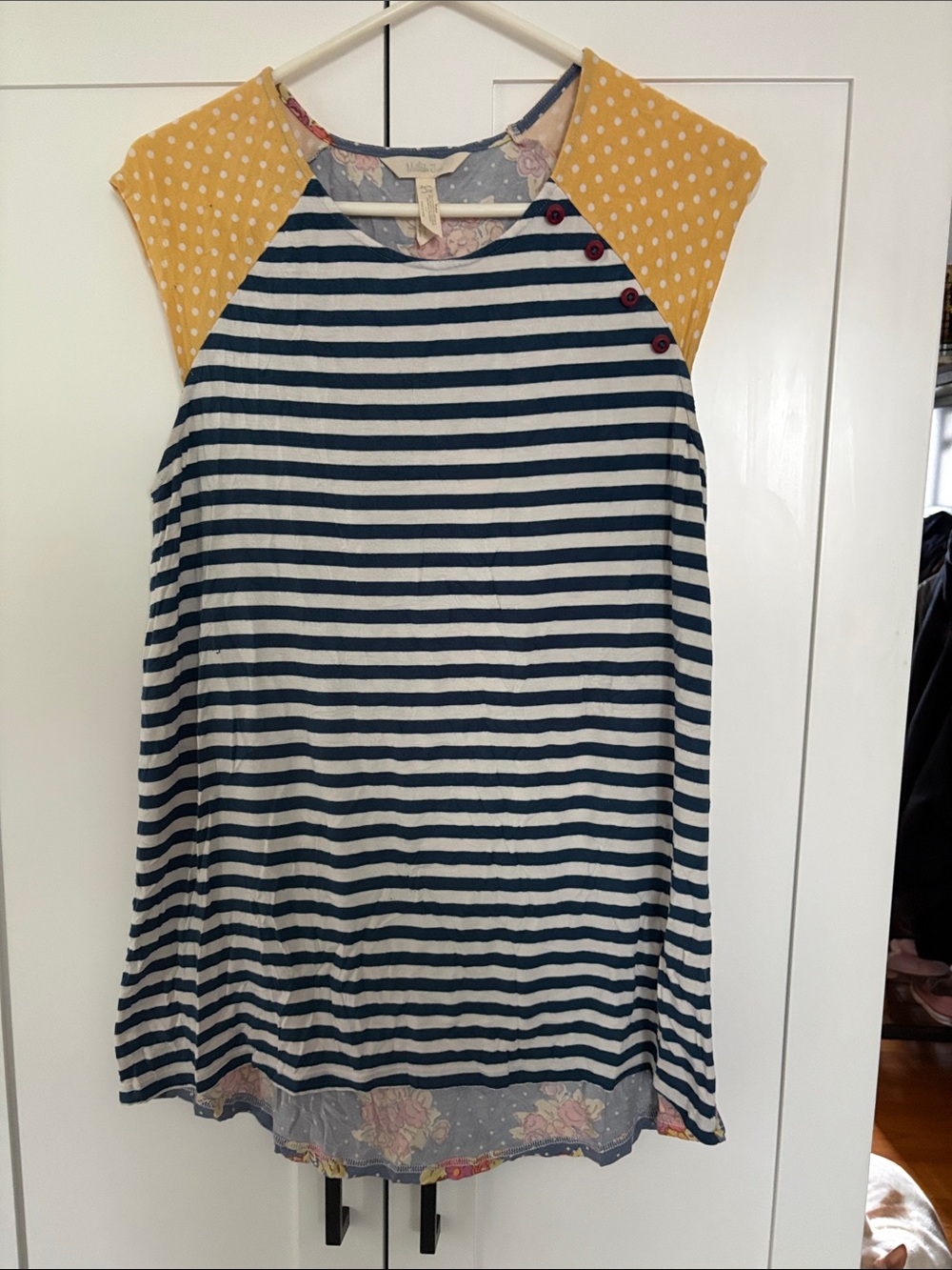 Matilda Jane Navy Stripe and Mustard Dot Raglan Top